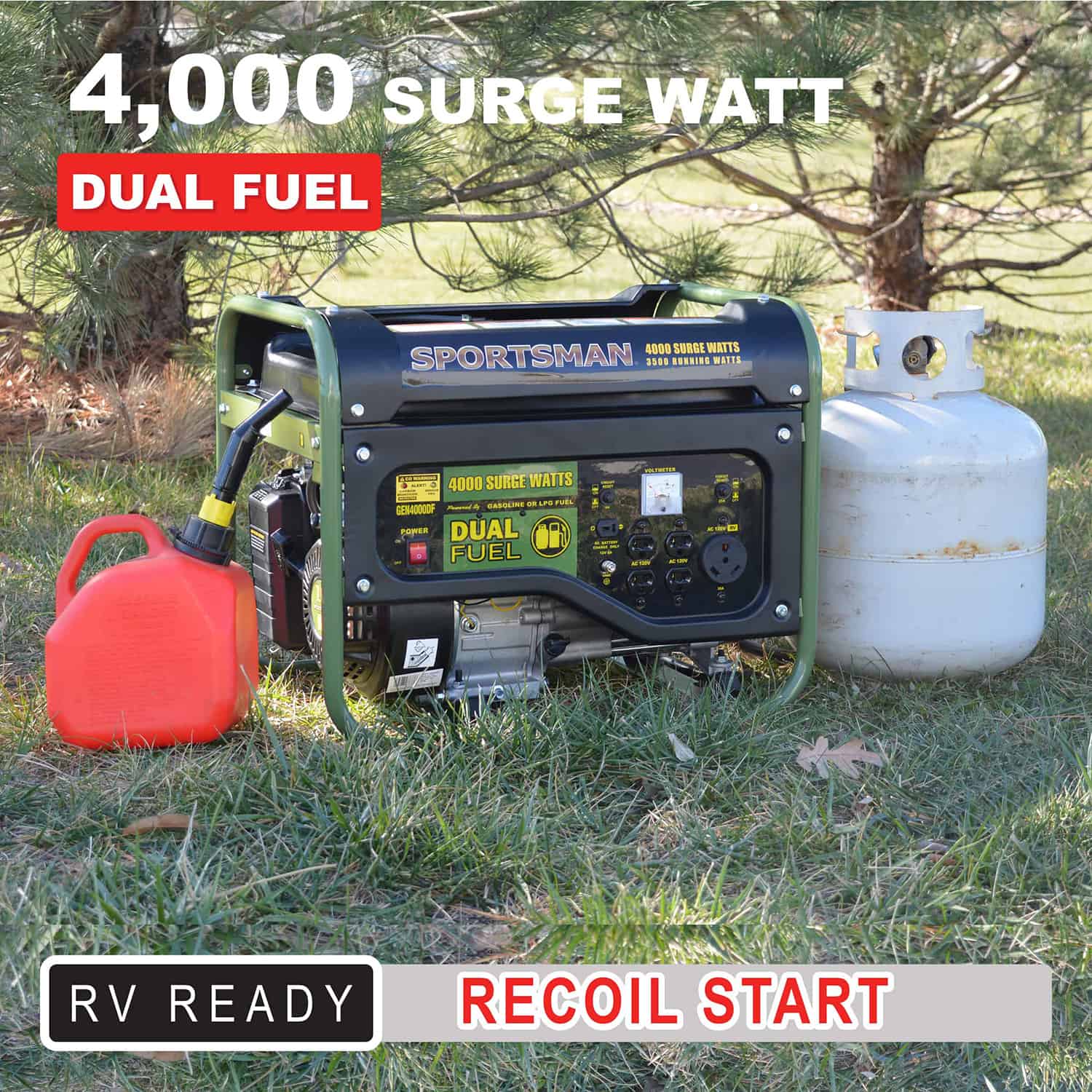 4,000 Surge Watt Dual Fuel Portable Generator